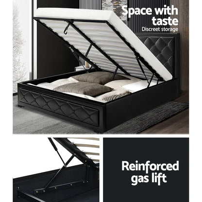 Artiss Bed Frame Double Size Gas Lift Black TIYO - Mekamart Australia