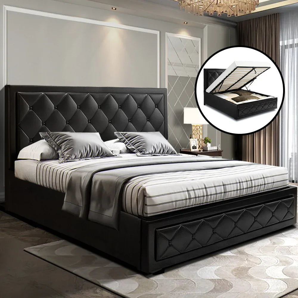 Artiss Bed Frame Double Size Gas Lift Black TIYO - Mekamart Australia