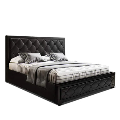 Artiss Bed Frame King Size Gas Lift Black TIYO - Mekamart Australia