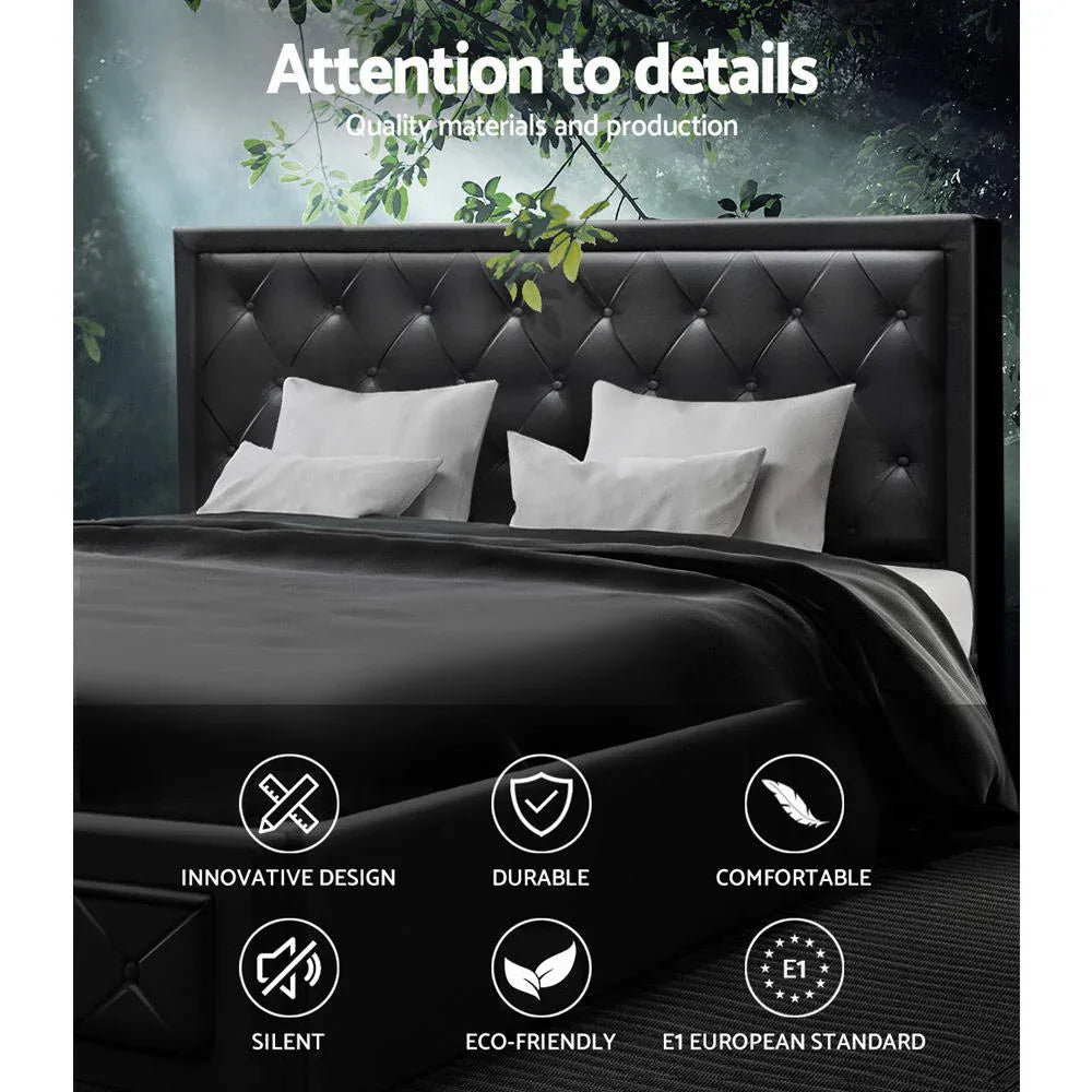 Artiss Bed Frame King Size Gas Lift Black TIYO - Mekamart Australia