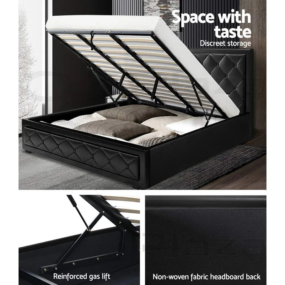 Artiss Bed Frame King Size Gas Lift Black TIYO - Mekamart Australia