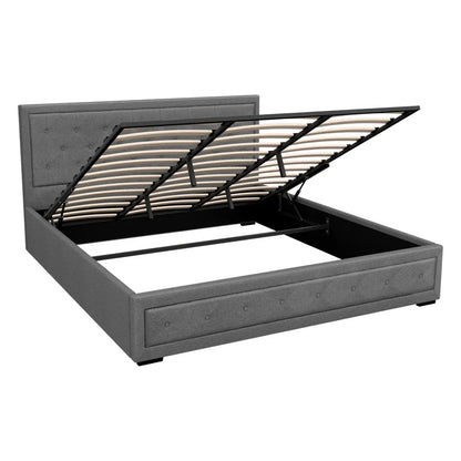 Artiss Bed Frame King Size Gas Lift Grey TIYO - Mekamart Australia