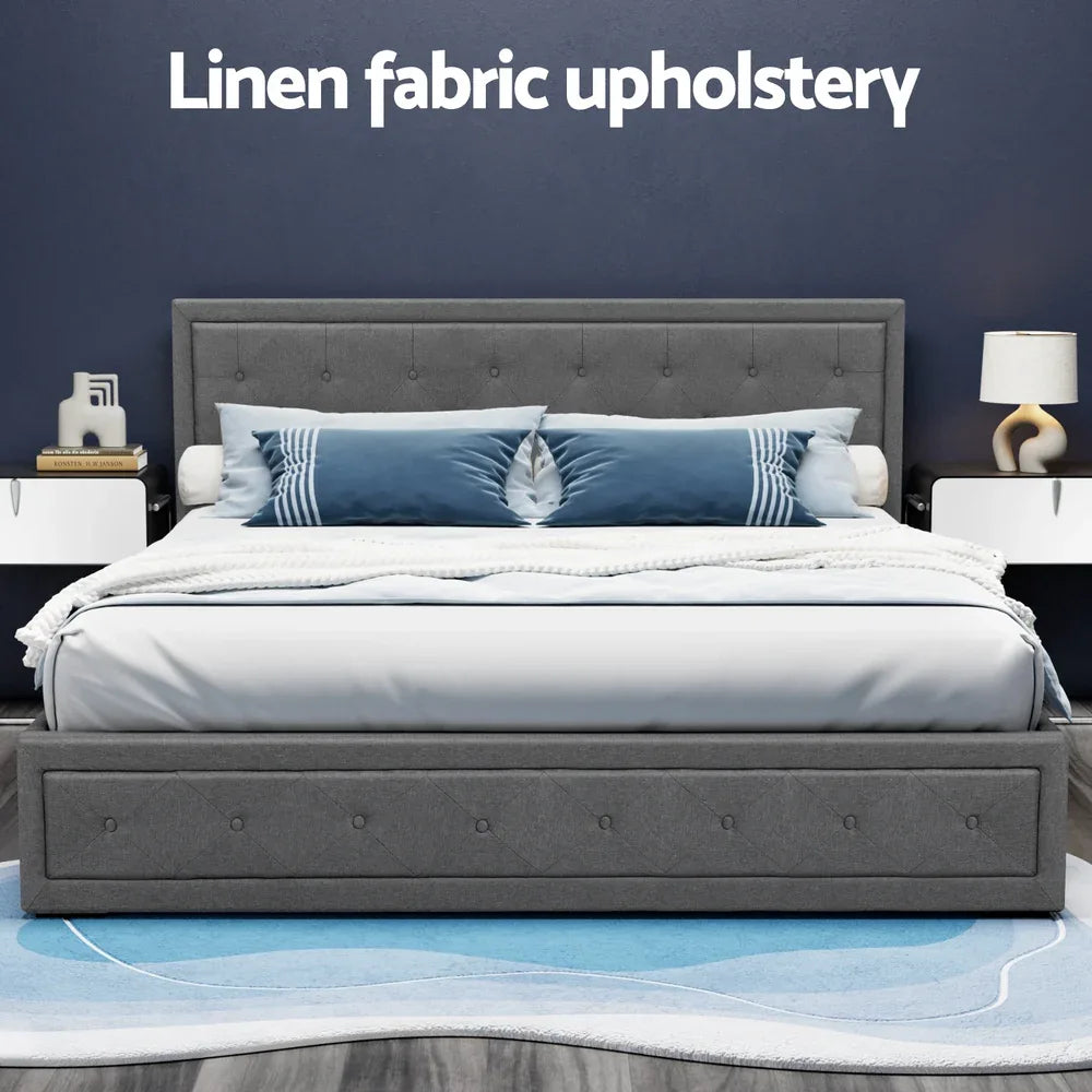 Artiss Bed Frame King Size Gas Lift Grey TIYO - Mekamart Australia