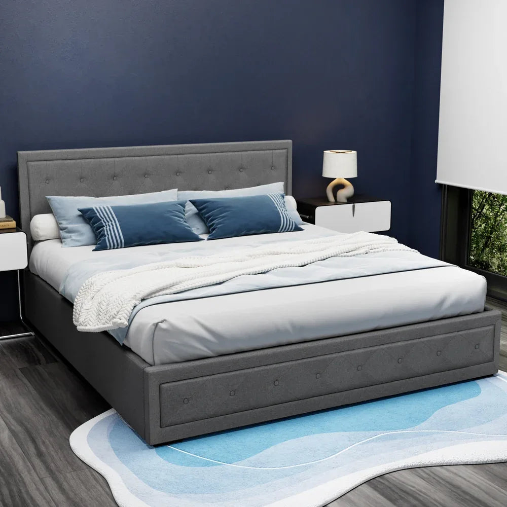 Artiss Bed Frame King Size Gas Lift Grey TIYO - Mekamart Australia