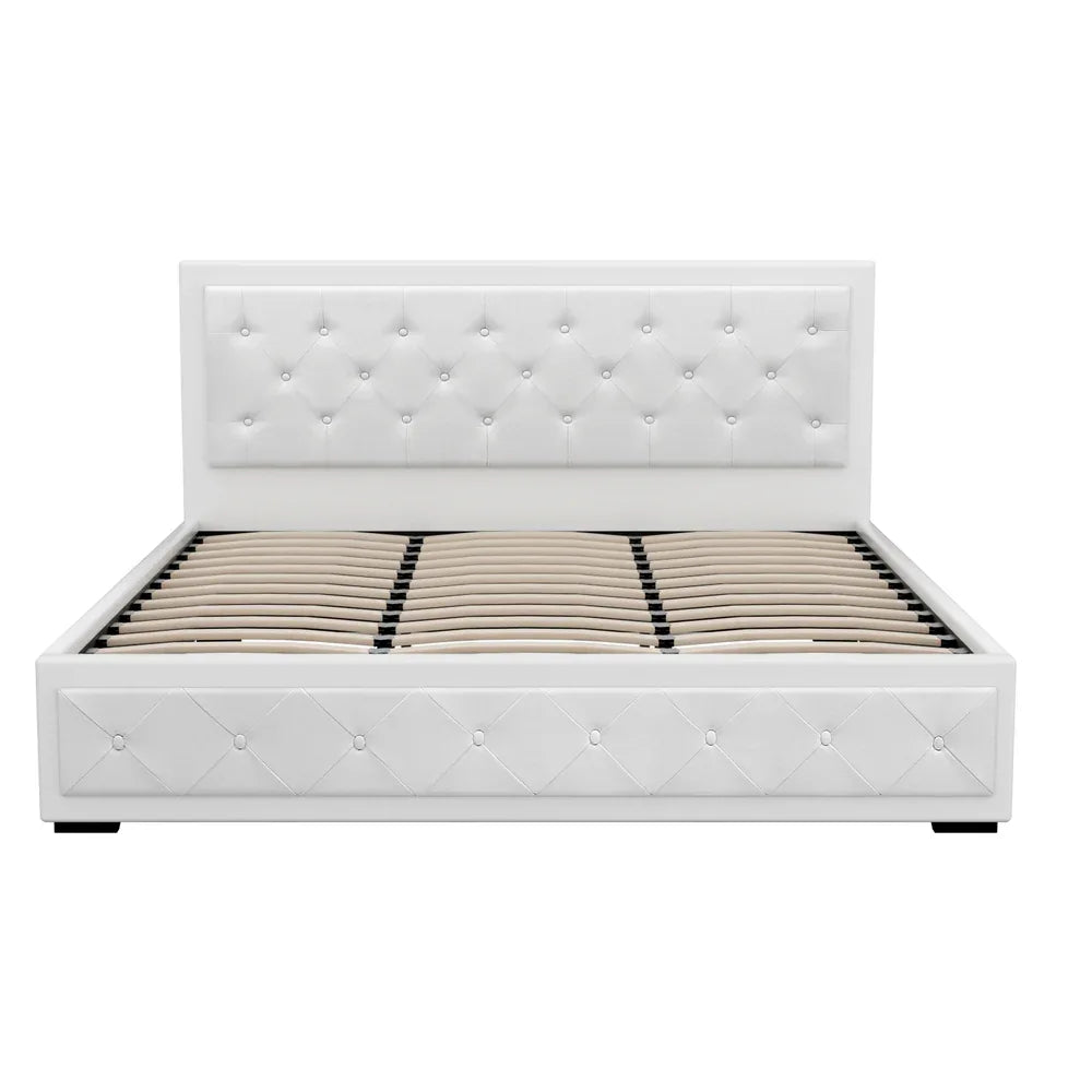 Artiss Bed Frame King Size Gas Lift White TIYO - Mekamart Australia