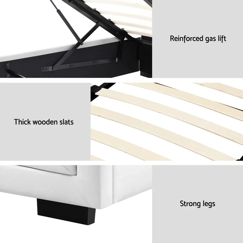 Artiss Bed Frame King Single Size Gas Lift White TIYO - Mekamart Australia