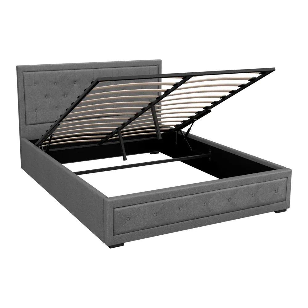 Artiss Bed Frame Queen Size Gas Lift Grey TIYO - Mekamart Australia