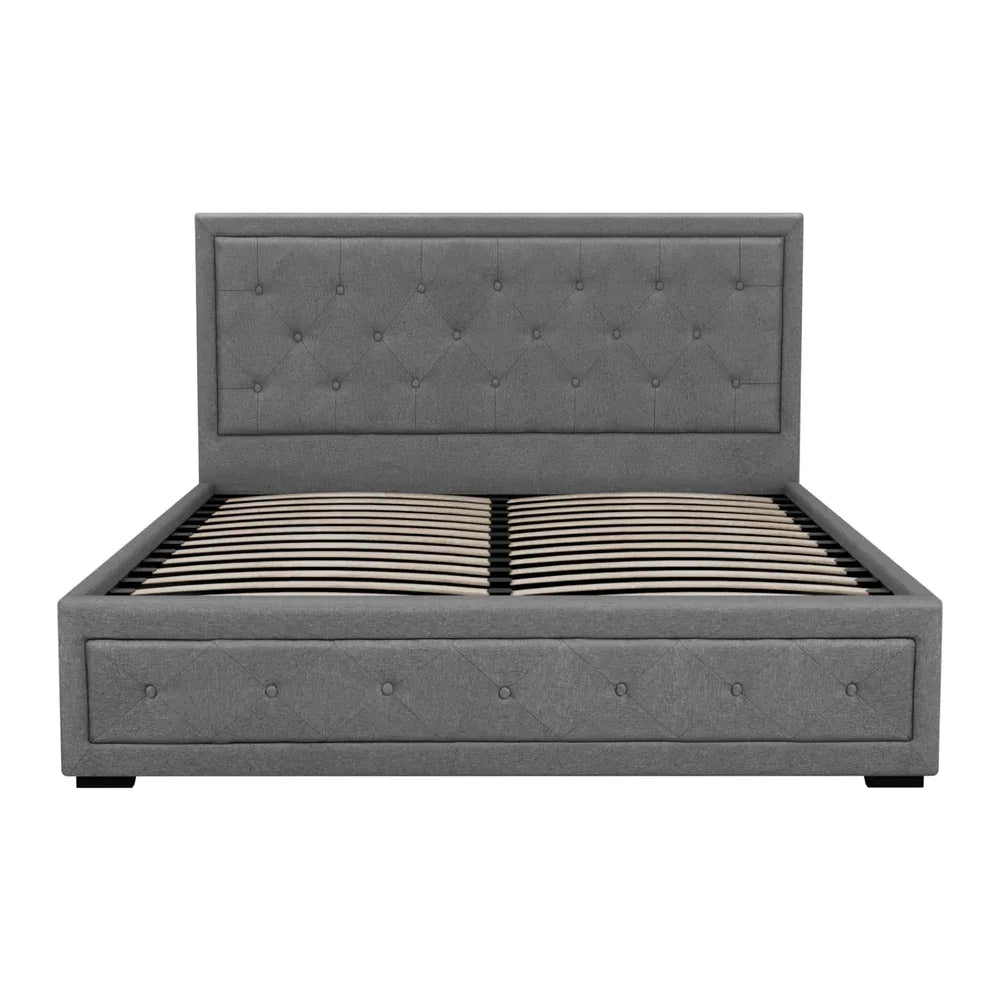 Artiss Bed Frame Queen Size Gas Lift Grey TIYO - Mekamart Australia