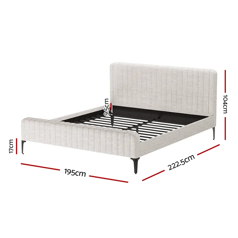 Artiss Bed Frame King Size Beige AMMY - Mekamart Australia