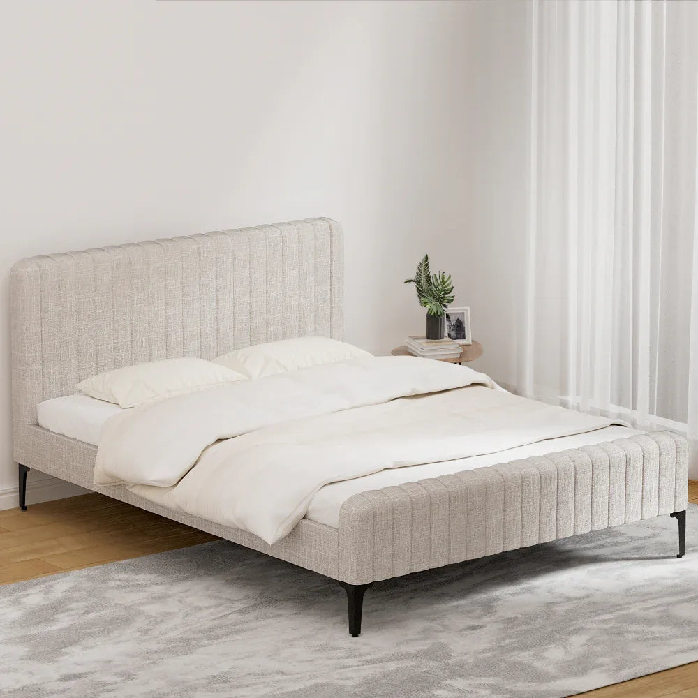 Artiss Bed Frame Queen Size Beige AMMY - Mekamart Australia