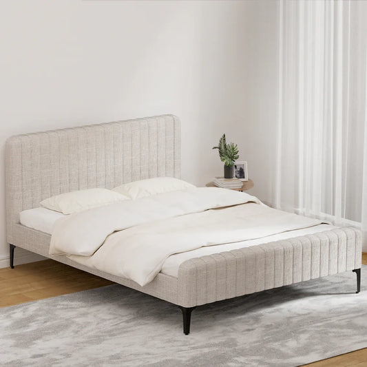 Artiss Bed Frame Queen Size Beige AMMY - Mekamart Australia