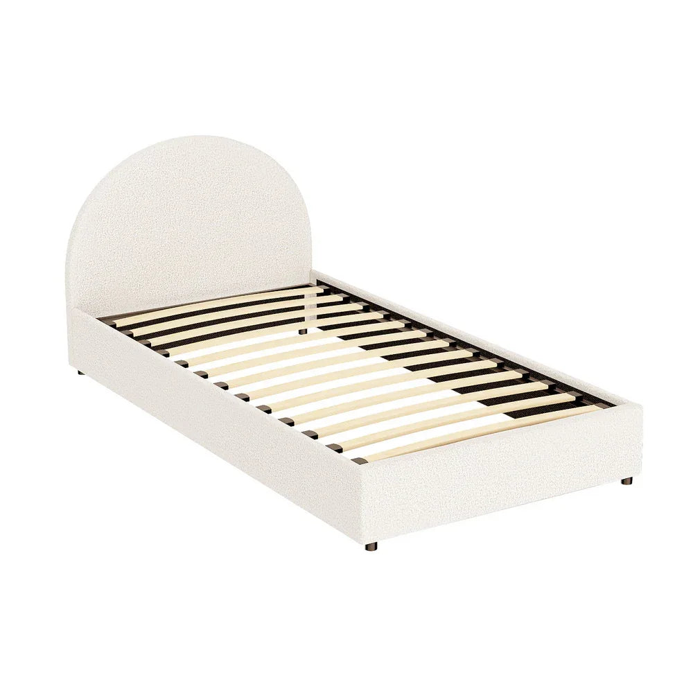 Artiss Bed Frame Gas Lift Strorage Beds Base Platform Boucle Fabric King Single ELLA - Mekamart Australia