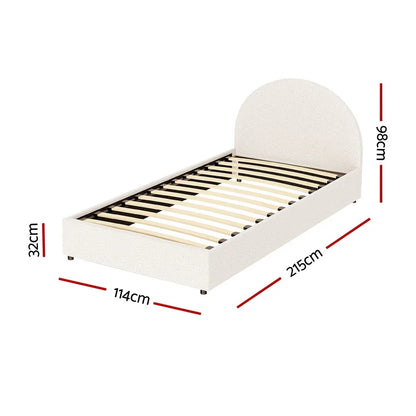 Artiss Bed Frame Gas Lift Strorage Beds Base Platform Boucle Fabric King Single ELLA - Mekamart Australia