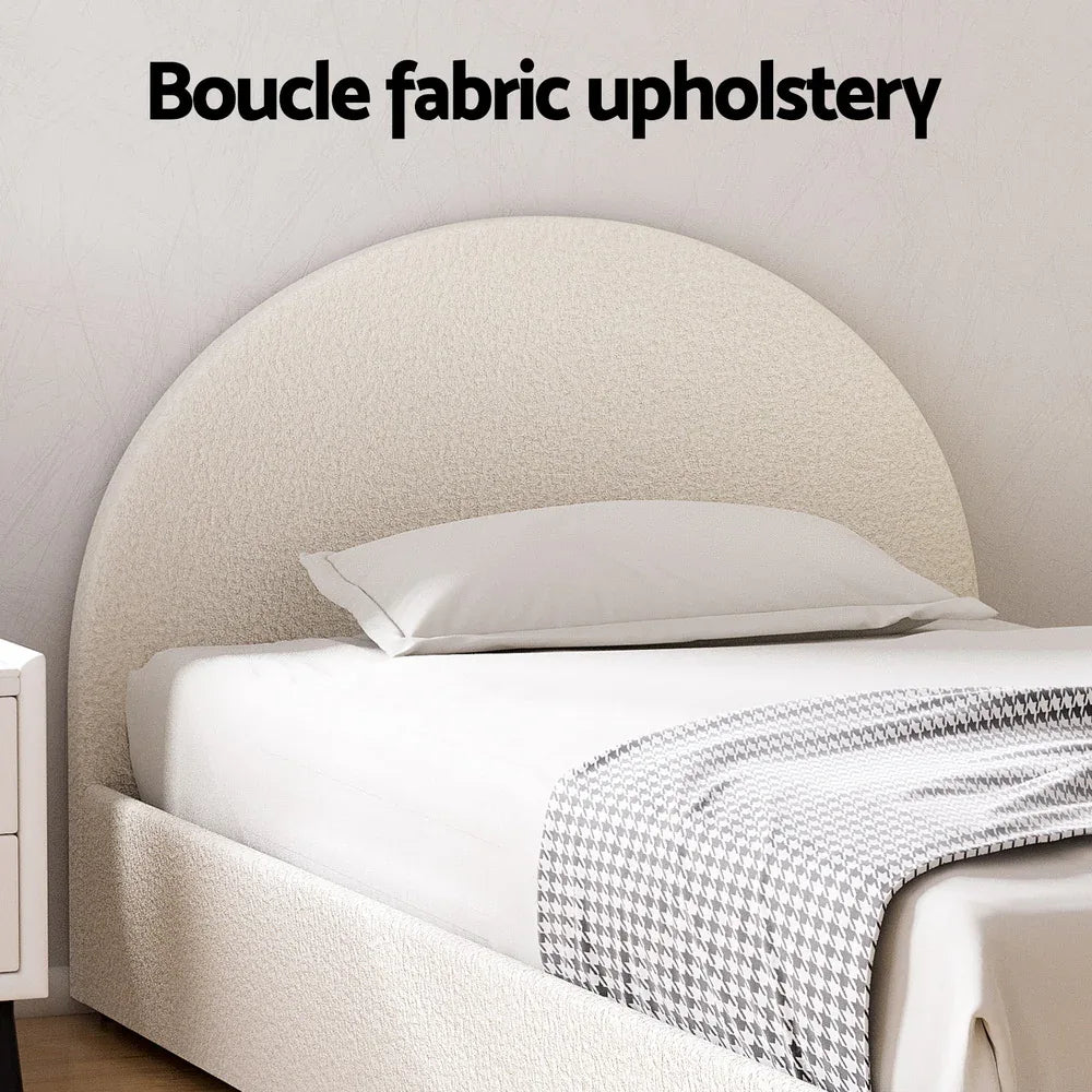 Artiss Bed Frame Gas Lift Strorage Beds Base Platform Boucle Fabric King Single ELLA - Mekamart Australia