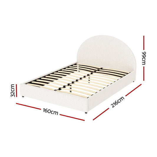 Artiss Bed Frame Gas Lift Strorage Beds Base Platform Boucle Fabric Queen ELLA - Mekamart Australia