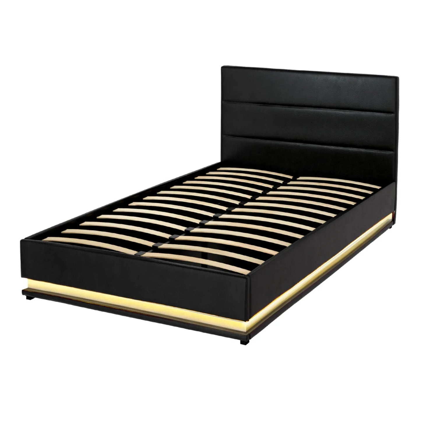 Artiss Bed Frame King Single Size LED Gas Lift Black LUMI - Mekamart Australia