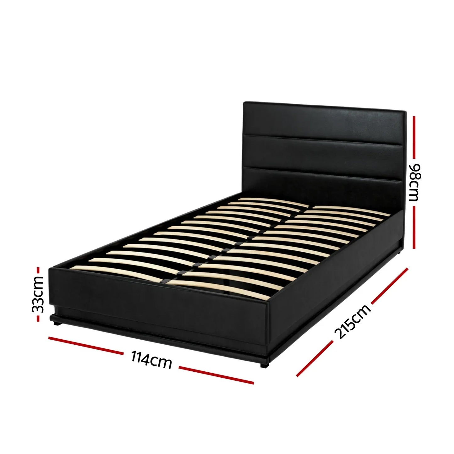 Artiss Bed Frame King Single Size LED Gas Lift Black LUMI - Mekamart Australia