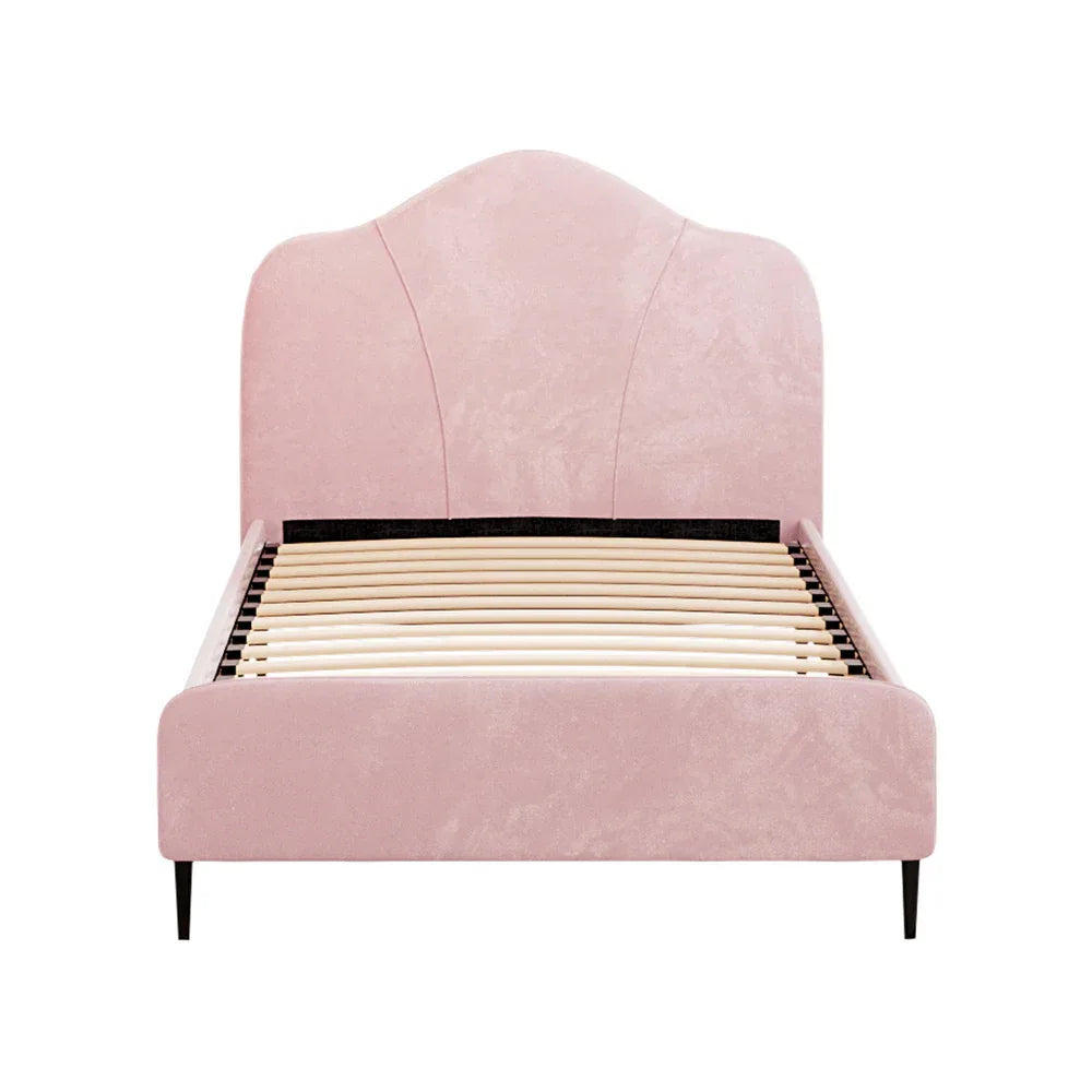 Artiss Bed Frame King Single Size Velvet Pink OLAN - Mekamart Australia