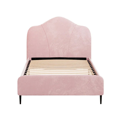 Artiss Bed Frame King Single Size Velvet Pink OLAN - Mekamart Australia