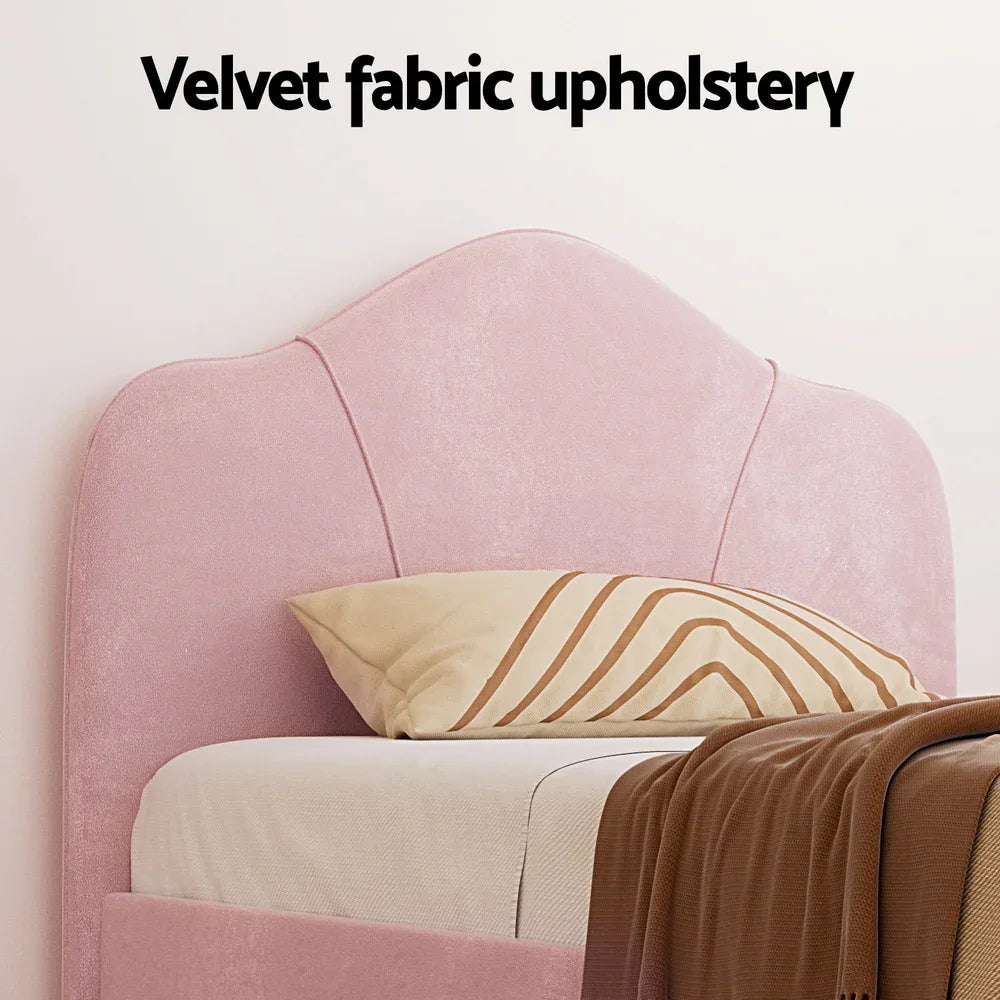 Artiss Bed Frame King Single Size Velvet Pink OLAN - Mekamart Australia