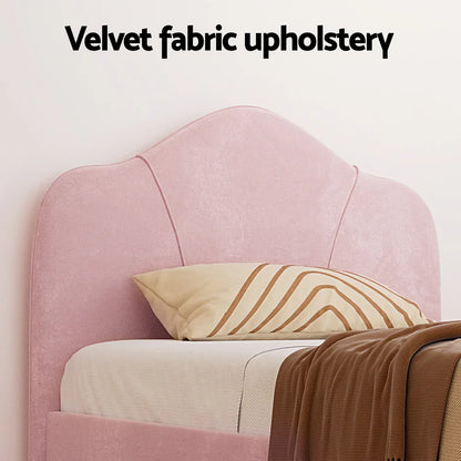 Artiss Bed Frame King Single Size Velvet Pink OLAN - Mekamart Australia