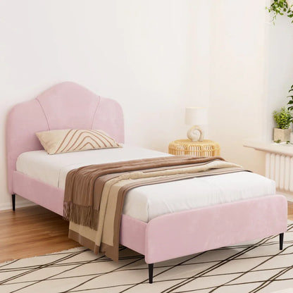 Artiss Bed Frame King Single Size Velvet Pink OLAN - Mekamart Australia