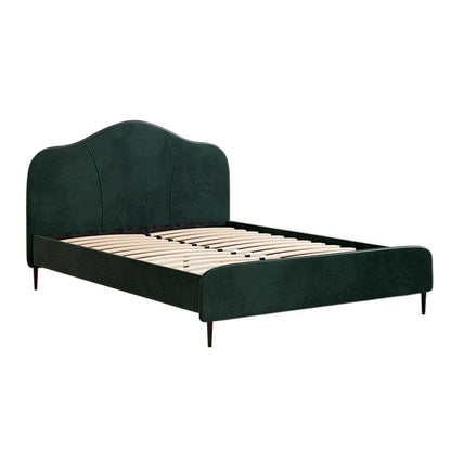 Artiss Bed Frame Queen Size Velvet Dark Green OLAN - Mekamart Australia