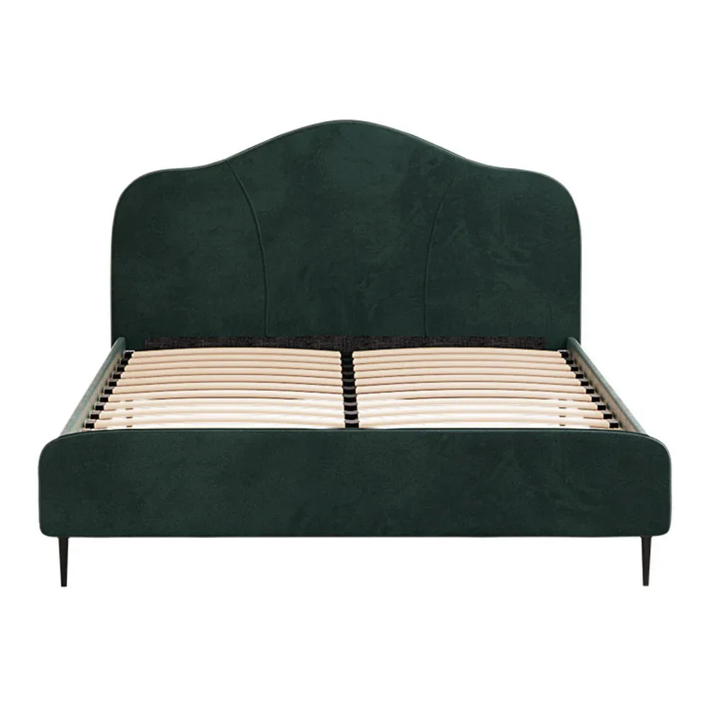 Artiss Bed Frame Queen Size Velvet Dark Green OLAN - Mekamart Australia