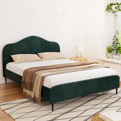 Artiss Bed Frame Queen Size Velvet Dark Green OLAN - Mekamart Australia