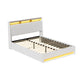 Artiss Bed Frame Gas Lift LED Beds Base Platform White PVC Leather Storage Headboard - Queen - Mekamart Australia
