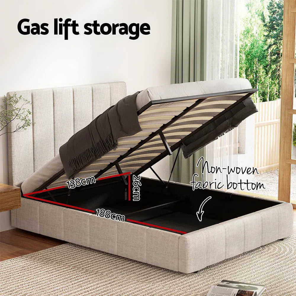 Artiss Bed Frame Double Size Beige TETTE - Mekamart Australia