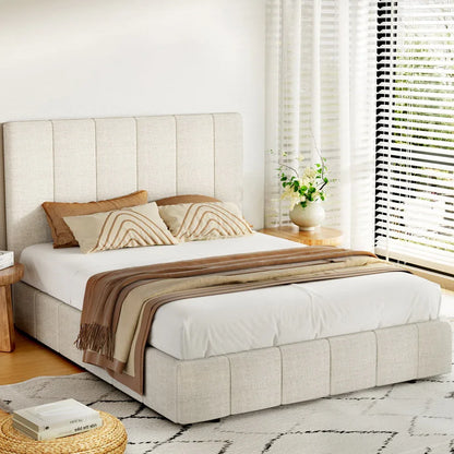 Artiss Bed Frame Double Size Beige TETTE - Mekamart Australia