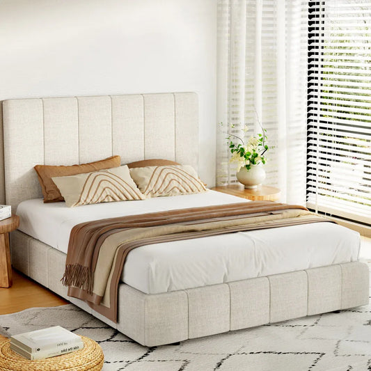 Artiss Bed Frame Queen Size Beige TETTE - Mekamart Australia