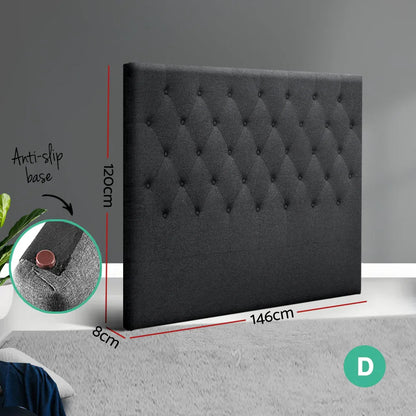 Artiss Bed Head Headboard Double Size Fabric - CAPPI Charcoal - Mekamart Australia