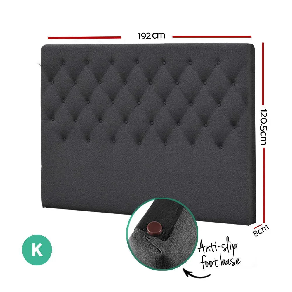 Artiss Bed Head Headboard King Size Fabric - CAPPI Charcoal - Mekamart Australia