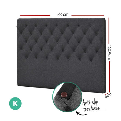 Artiss Bed Head Headboard King Size Fabric - CAPPI Charcoal - Mekamart Australia