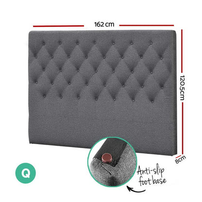 Artiss Bed Head Headboard Queen Size Fabric - CAPPI Grey - Mekamart Australia