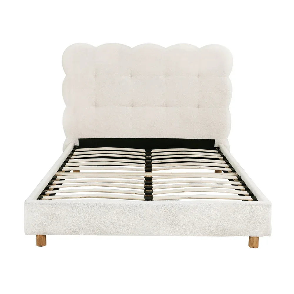 Artiss King Single Bed Frame Cloud Headboard Boucle Fabric Mattress Platform Base White - Mekamart Australia