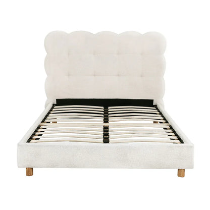 Artiss King Single Bed Frame Cloud Headboard Boucle Fabric Mattress Platform Base White - Mekamart Australia