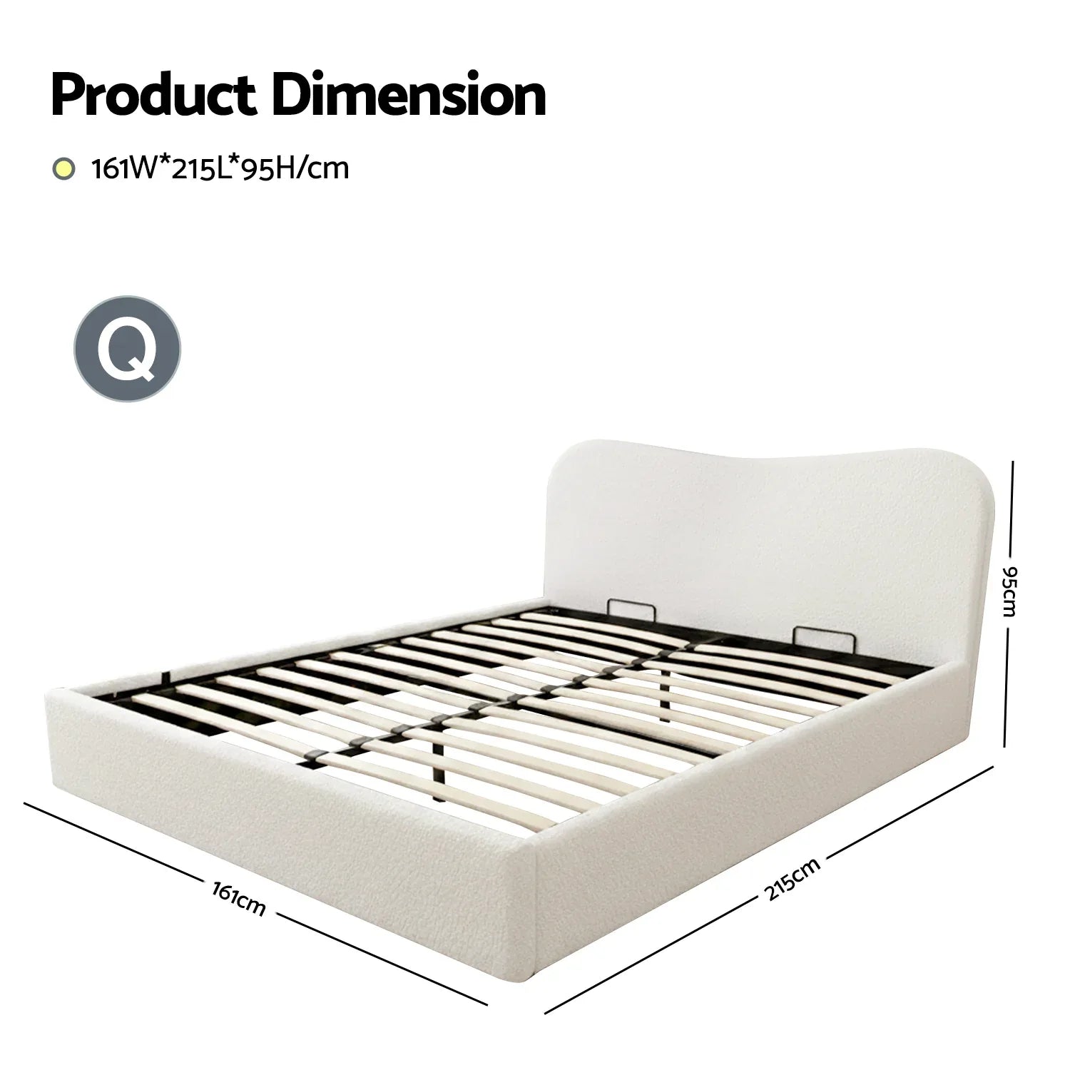 Artiss Queen Bed Frame with Gaslift Storage Wooden Platform Mattress Base Boucle Upholstered White - Mekamart Australia