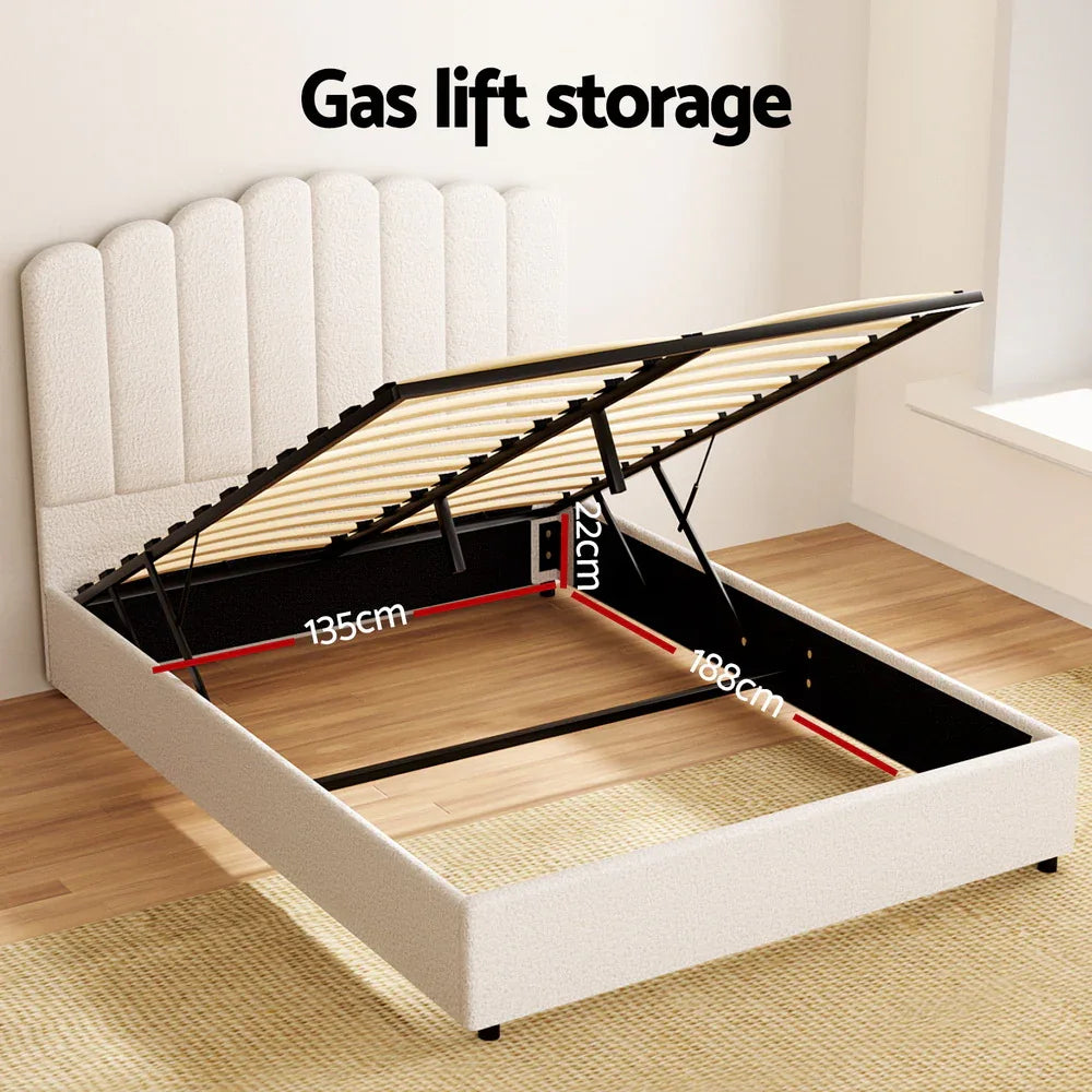 Artiss Bed Frame Double Size Boucle FION - Mekamart Australia