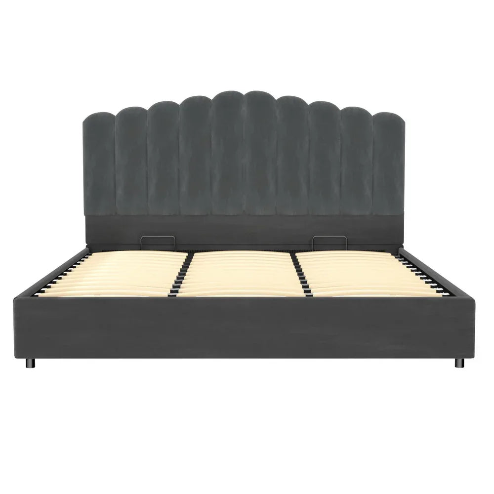 Artiss Bed Frame King Size Velvet Grey FION - Mekamart Australia