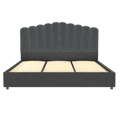 Artiss Bed Frame King Size Velvet Grey FION - Mekamart Australia