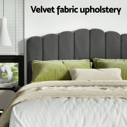 Artiss Bed Frame King Size Velvet Grey FION - Mekamart Australia