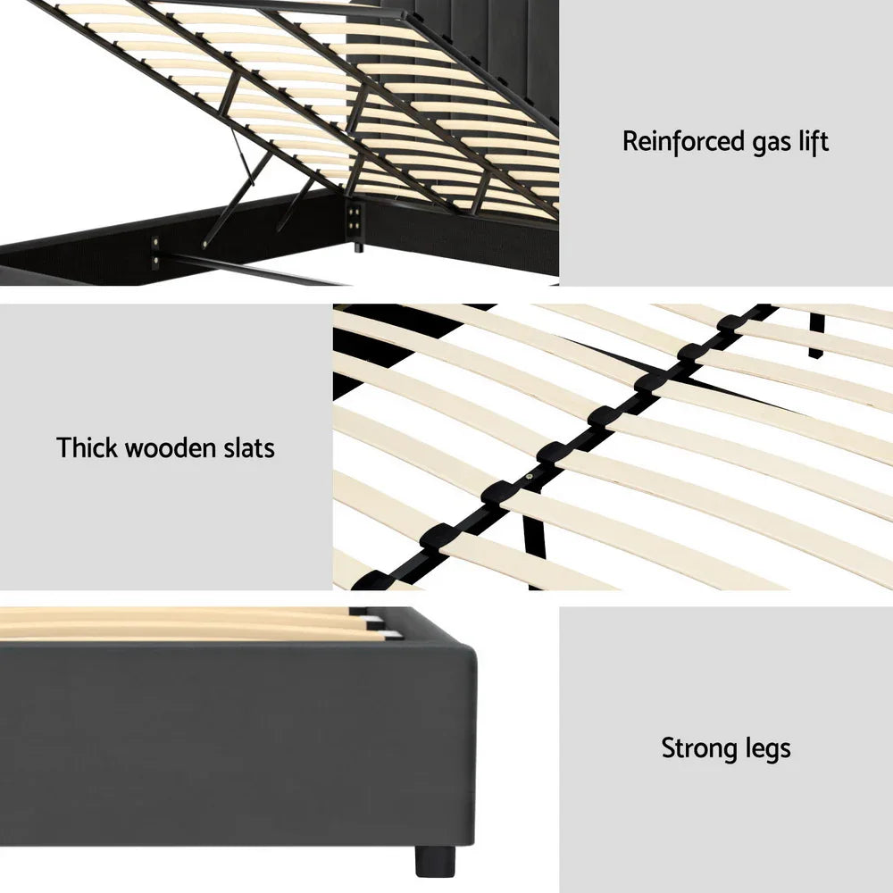 Artiss Bed Frame King Size Velvet Grey FION - Mekamart Australia
