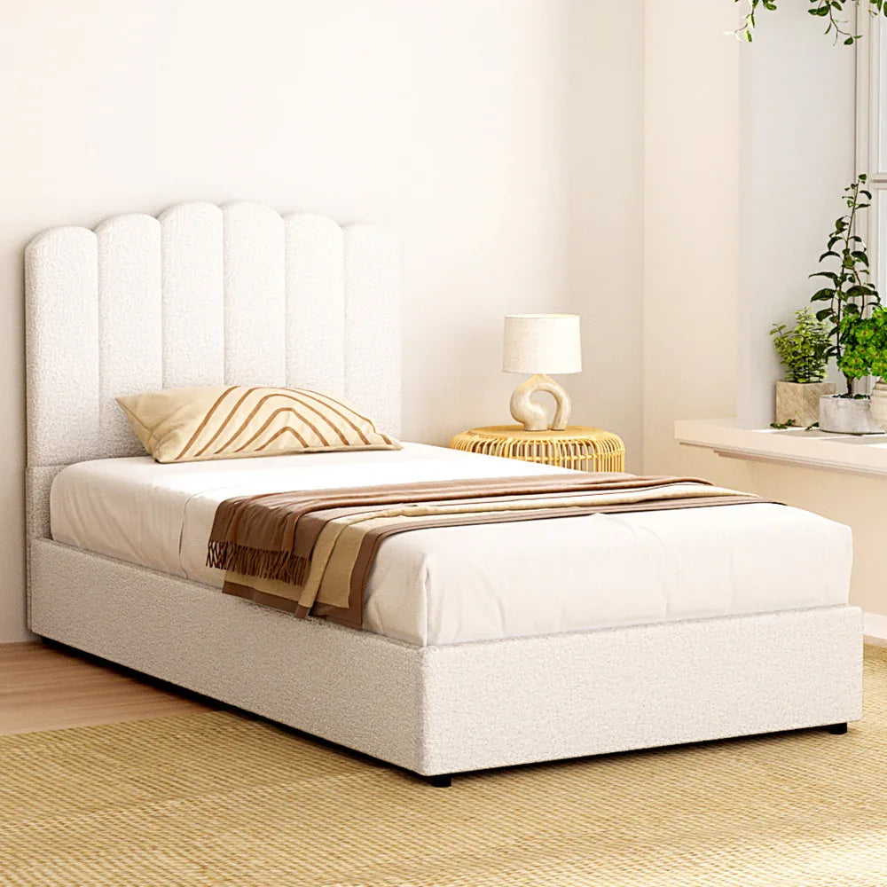 Artiss Bed Frame King Single Size Boucle FION - Mekamart Australia
