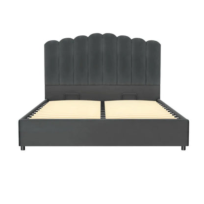 Artiss Bed Frame Queen Size Velvet Grey FION - Mekamart Australia