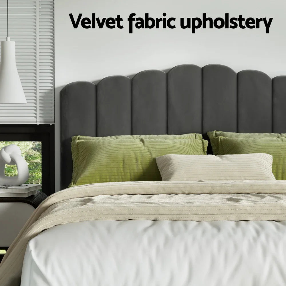 Artiss Bed Frame Queen Size Velvet Grey FION - Mekamart Australia