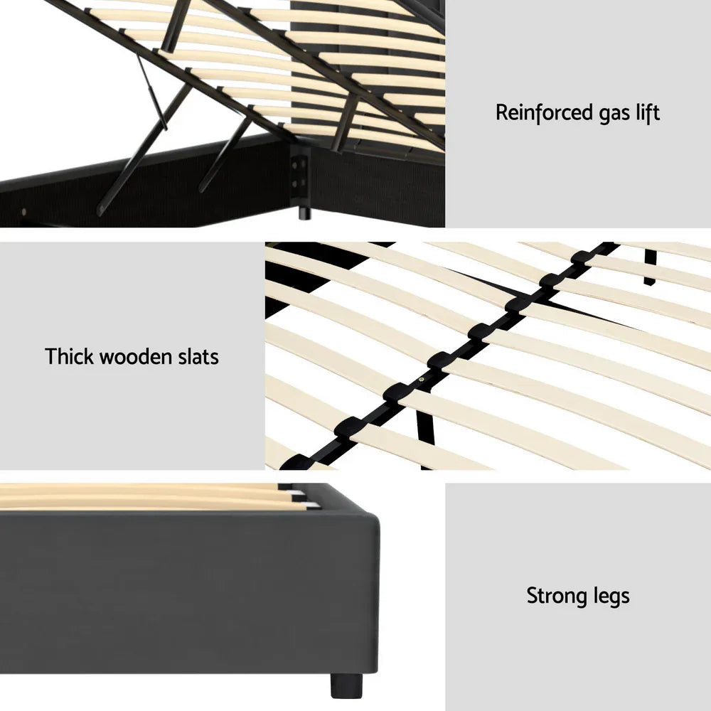 Artiss Bed Frame Queen Size Velvet Grey FION - Mekamart Australia