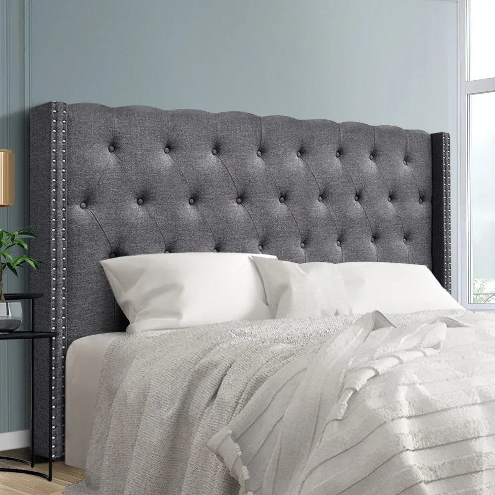 Artiss Bed Head Headboard King Size Fabric - LUCA Grey - Mekamart Australia